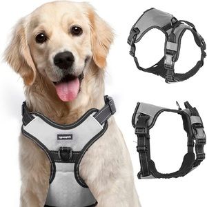 Adjustable Reflective Dog Harness Grey/ Black Size M